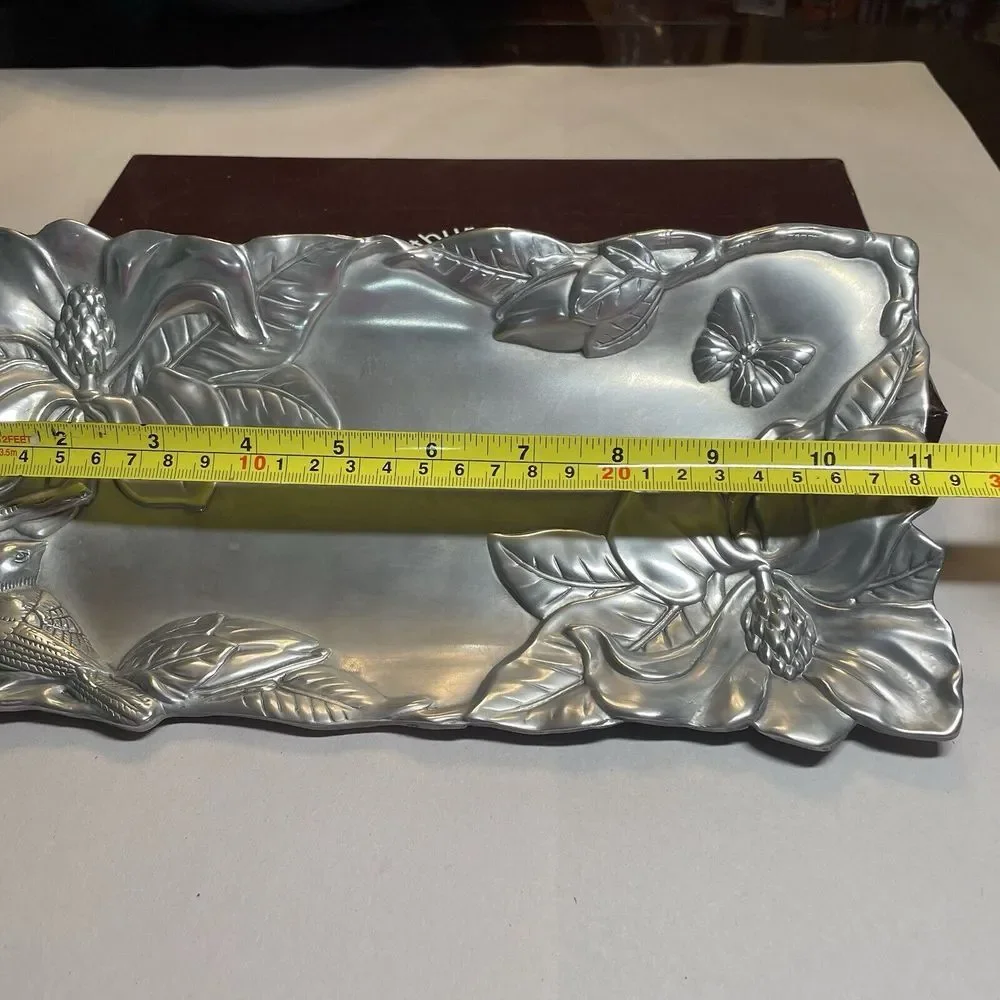 VTG 2000 Arthur‎ Court Tray W/Magnolia, Bird & Butterfly  Silver With Box 11 X6